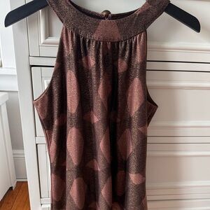 Elie Tahari Metallic Brown Shimmer Halter Top